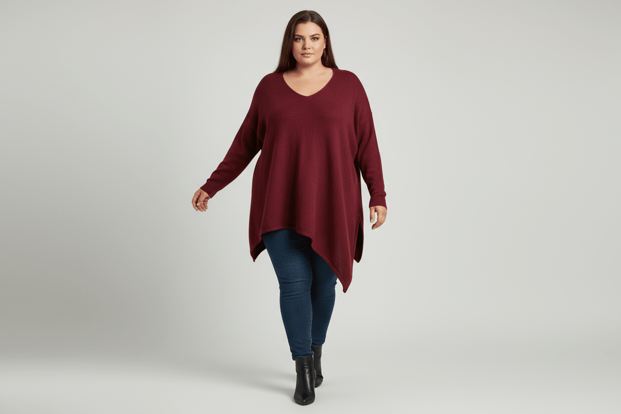 Maxi maglione taglio obliquo curvy - Prima Fila Moda Curvy