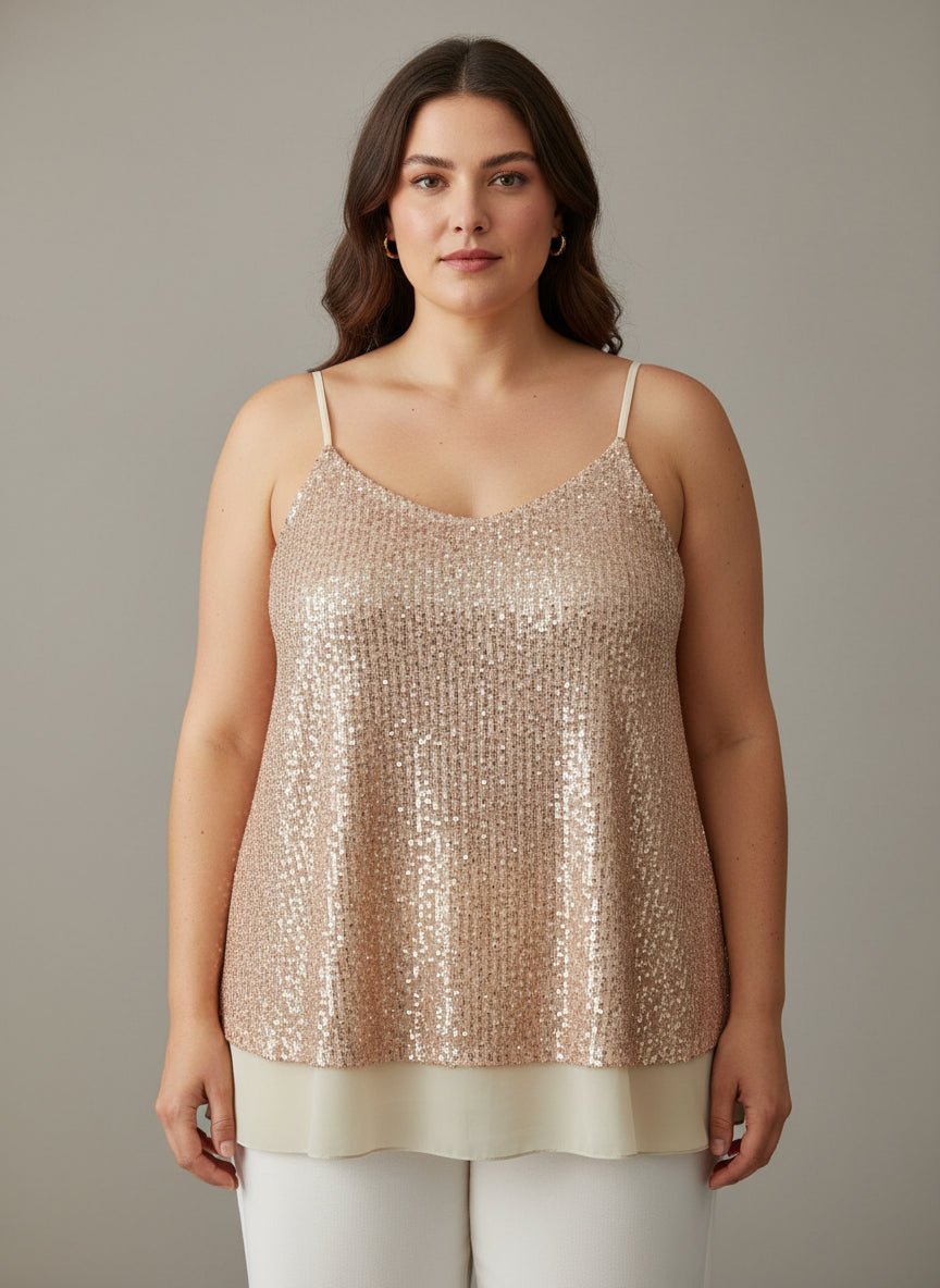 Maxi top paillettes sbrilluccico curvy - Prima Fila Moda Curvy