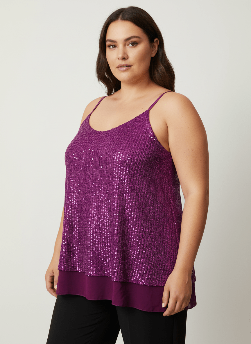 Maxi top paillettes sbrilluccico curvy - Prima Fila Moda Curvy