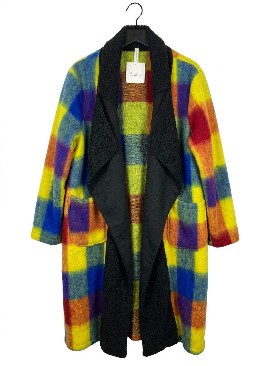 Maxi cappotto lana cotta fantasia tasconi curvy
