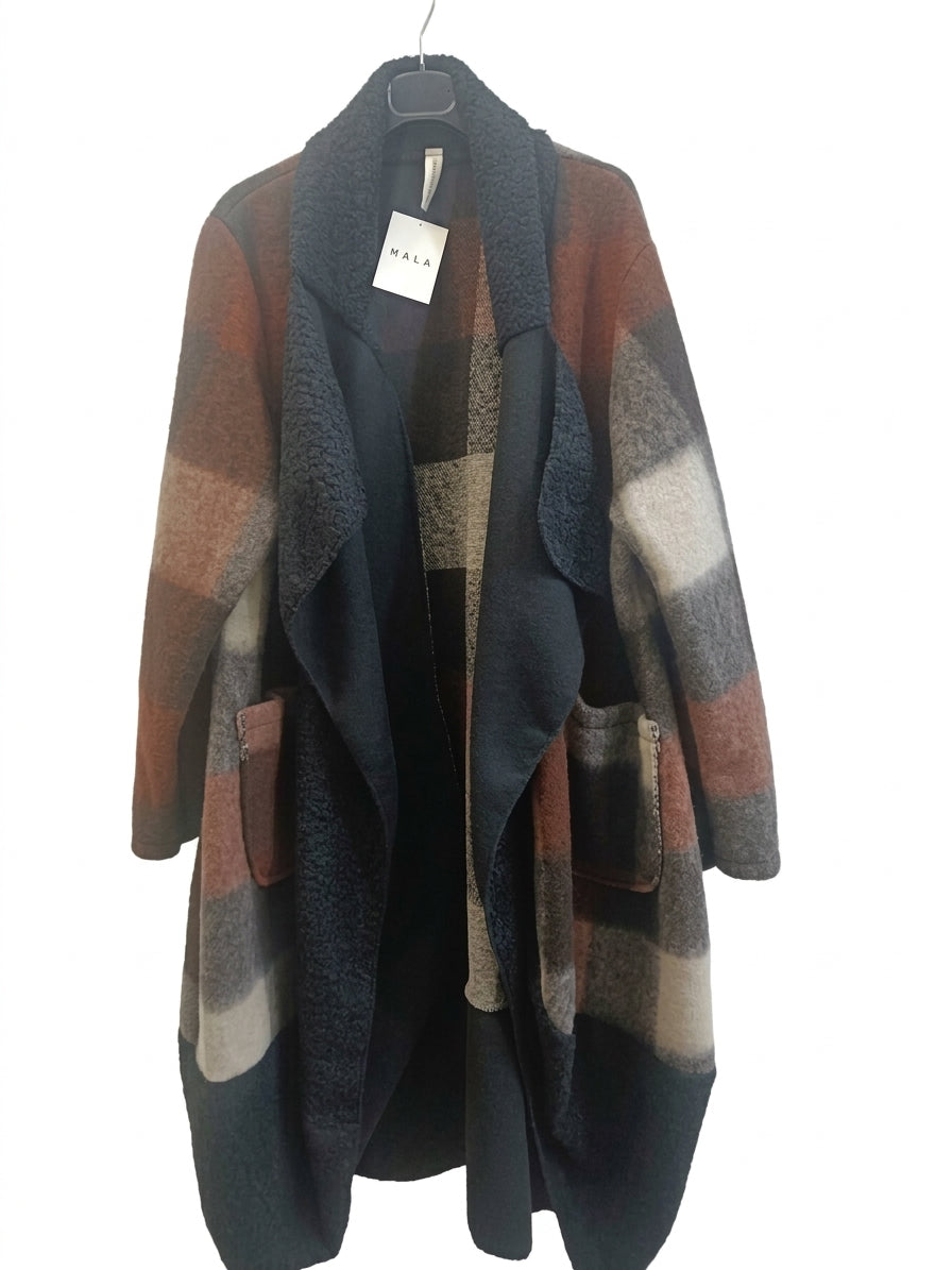 Maxi cappotto lana cotta fantasia tasconi curvy