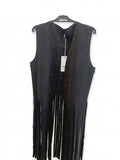 Maxi gilet con borchie e frange curvy