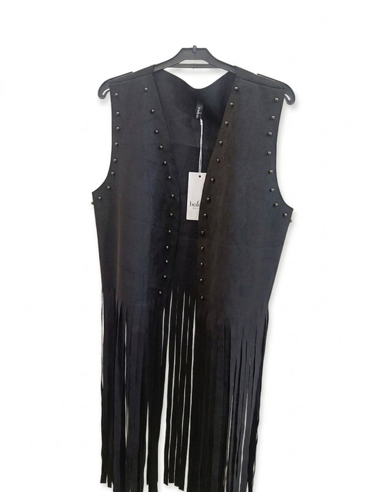 Maxi gilet con borchie e frange curvy