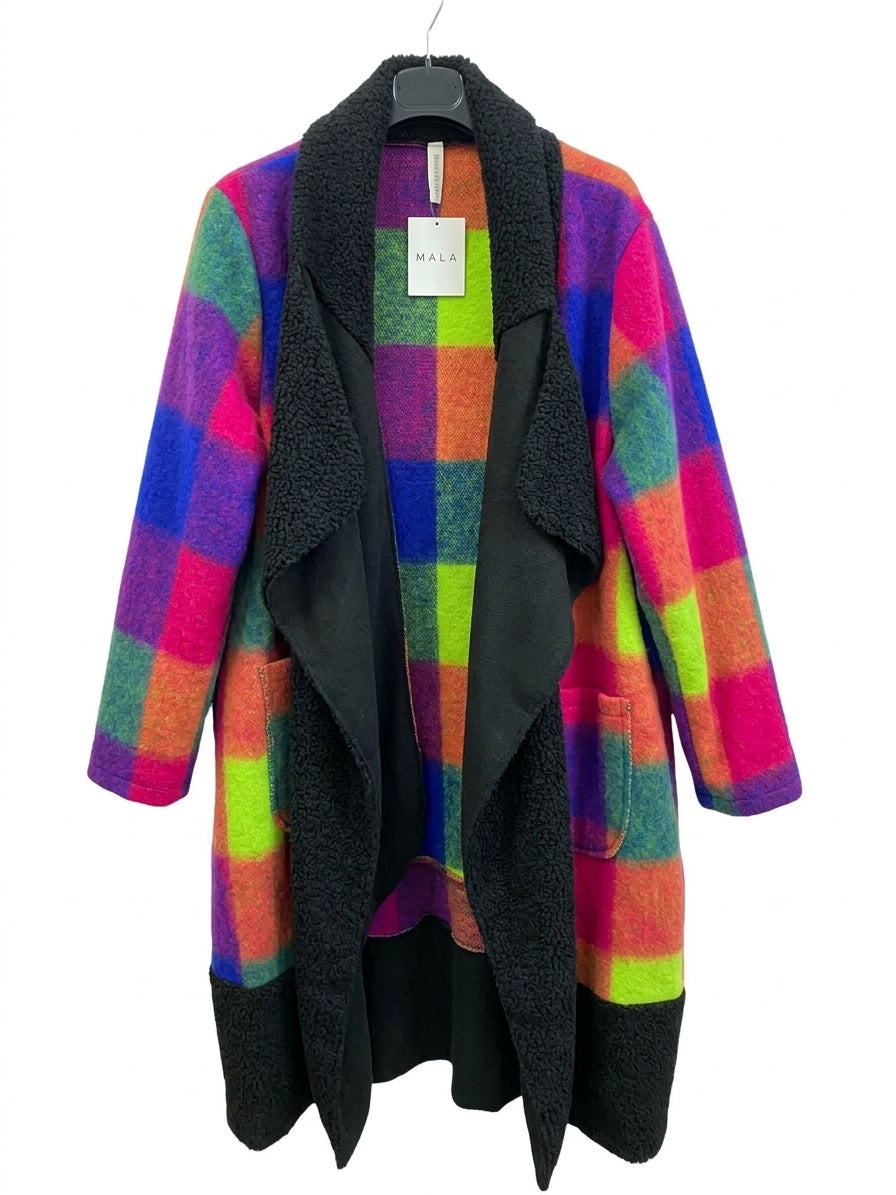 Maxi cappotto lana cotta fantasia tasconi curvy