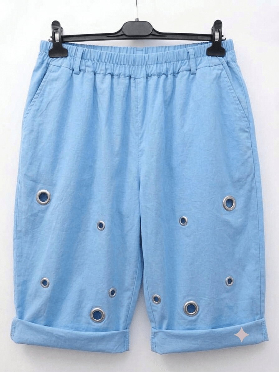 Pantaloncino curvy bermuda taglie comode con borchie - Prima Fila Moda Curvy