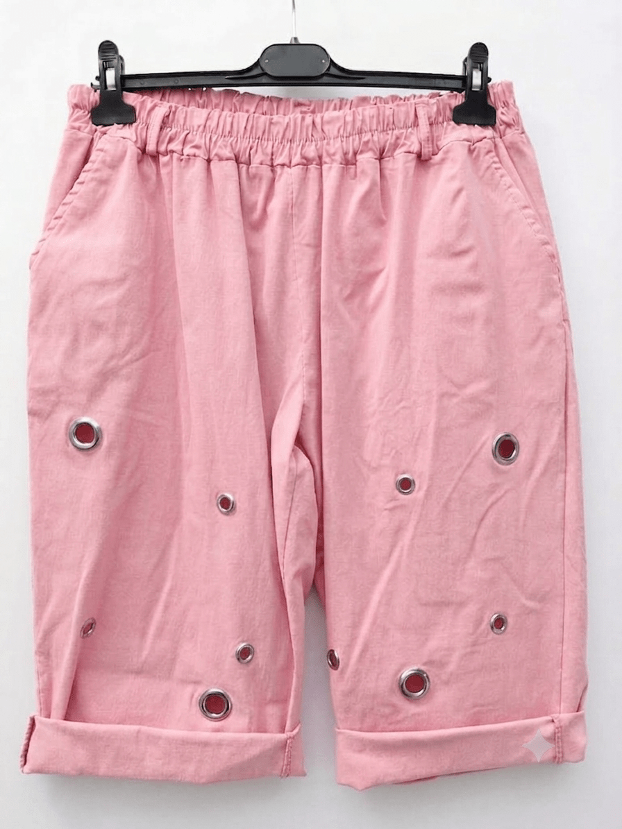 Pantaloncino curvy bermuda taglie comode con borchie - Prima Fila Moda Curvy