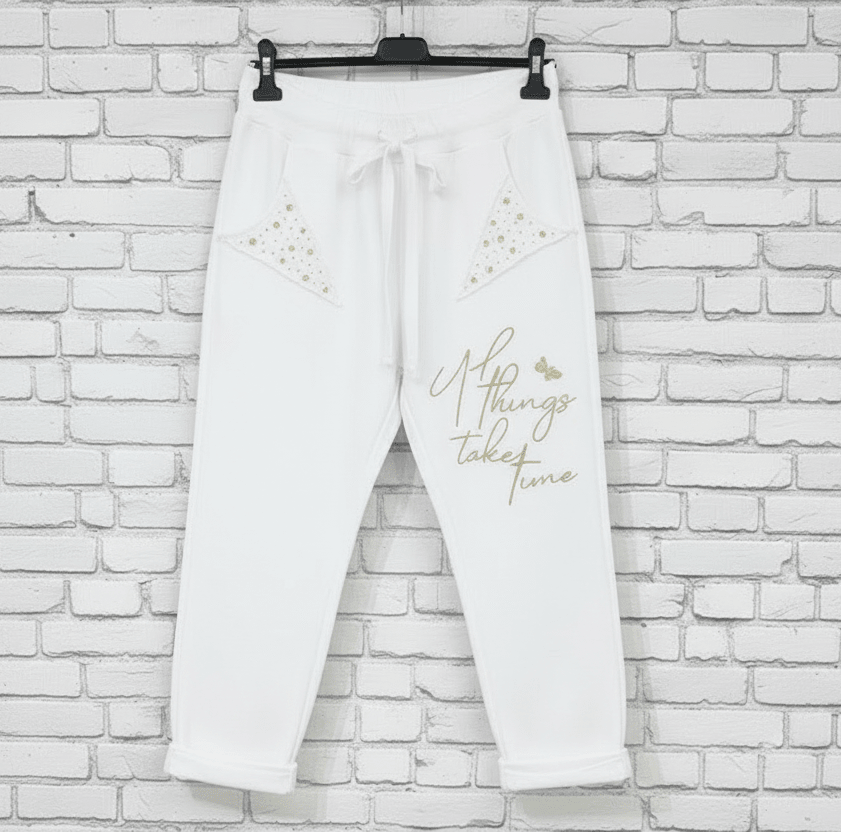 Pantalone applicazioni gioiello curvy - Prima Fila Moda Curvy