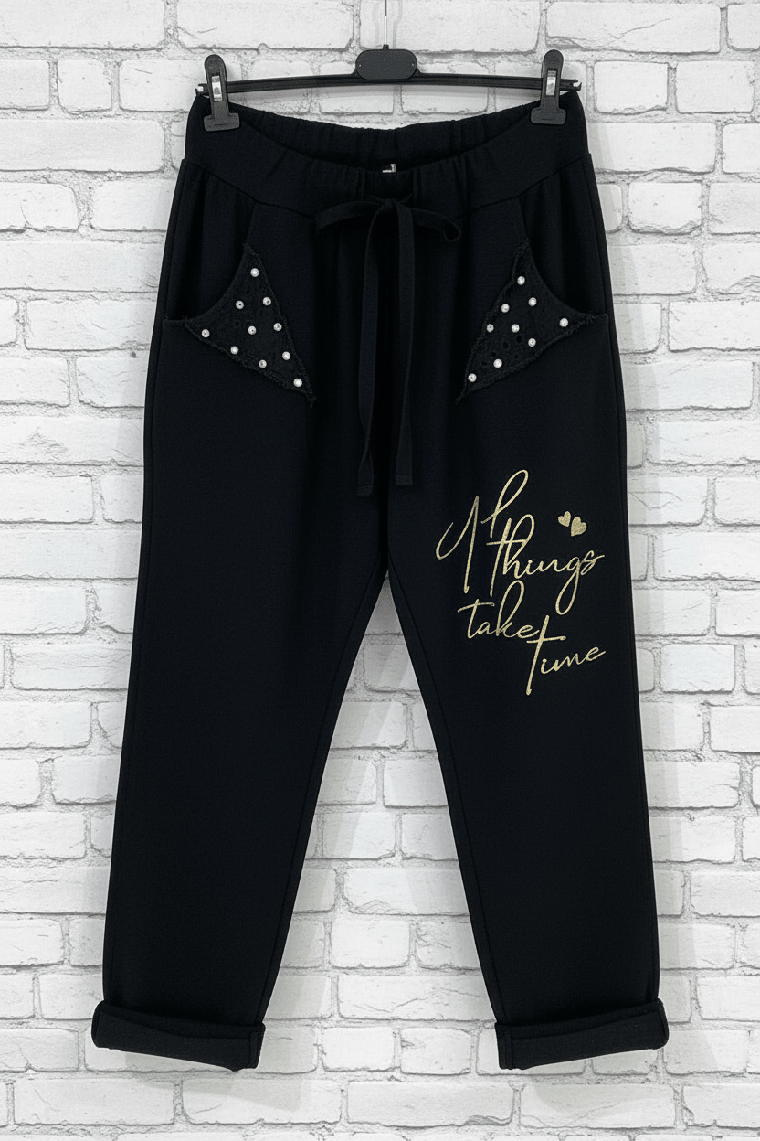 Pantalone applicazioni gioiello curvy - Prima Fila Moda Curvy