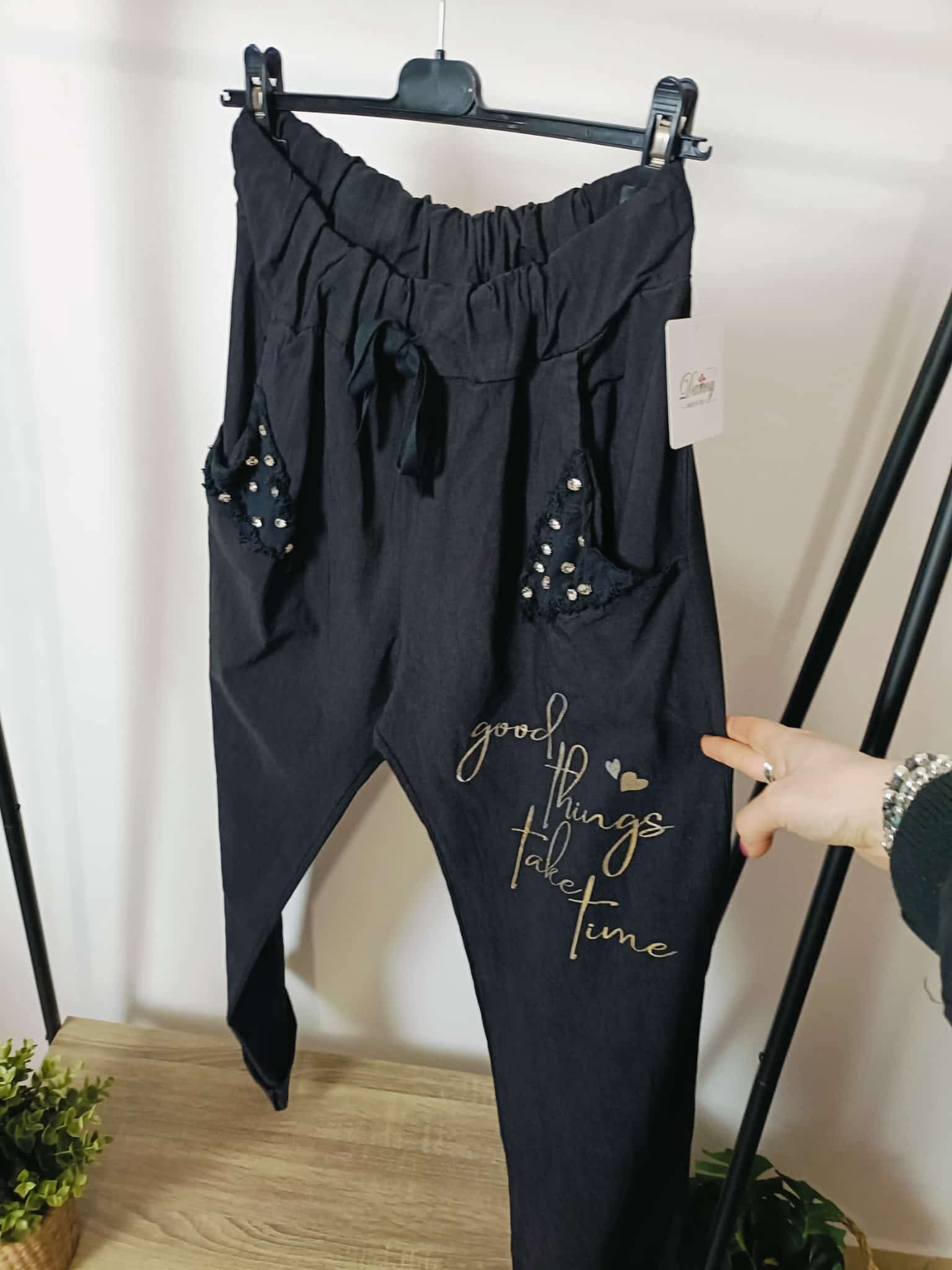 Pantalone applicazioni gioiello curvy - Prima Fila Moda Curvy