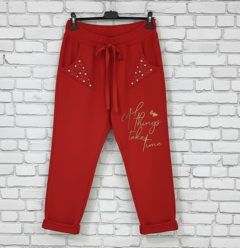 Pantalone applicazioni gioiello curvy - Prima Fila Moda Curvy