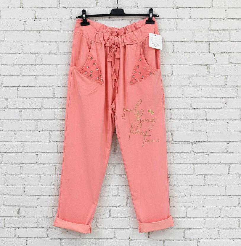 Pantalone applicazioni gioiello curvy - Prima Fila Moda Curvy
