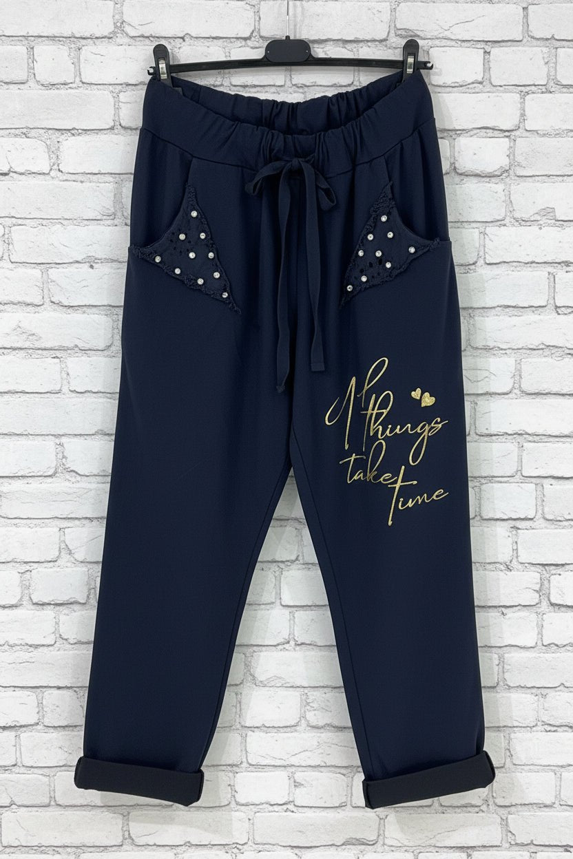 Pantalone applicazioni gioiello curvy - Prima Fila Moda Curvy