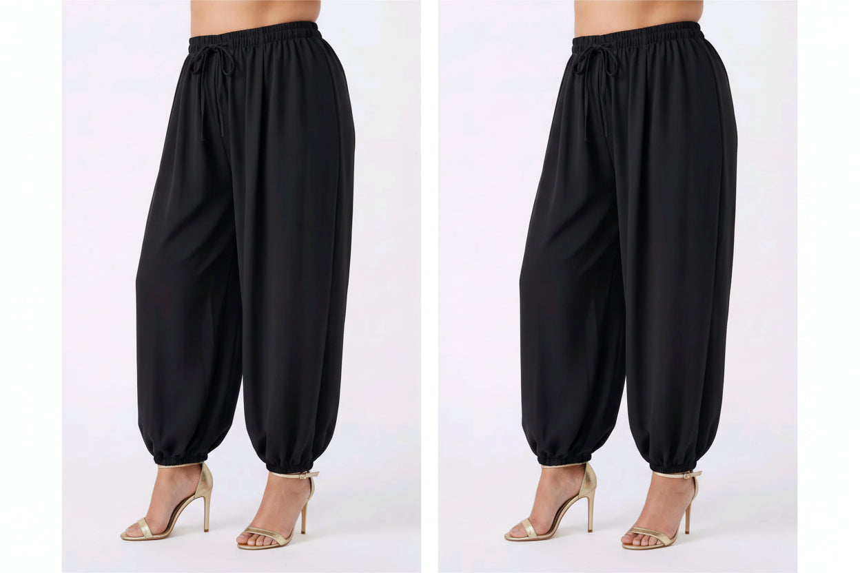 Pantaloni Ballon alla turca con laccetto MAGICI polsino taglie comode XL 5XL - Prima Fila Moda Curvy