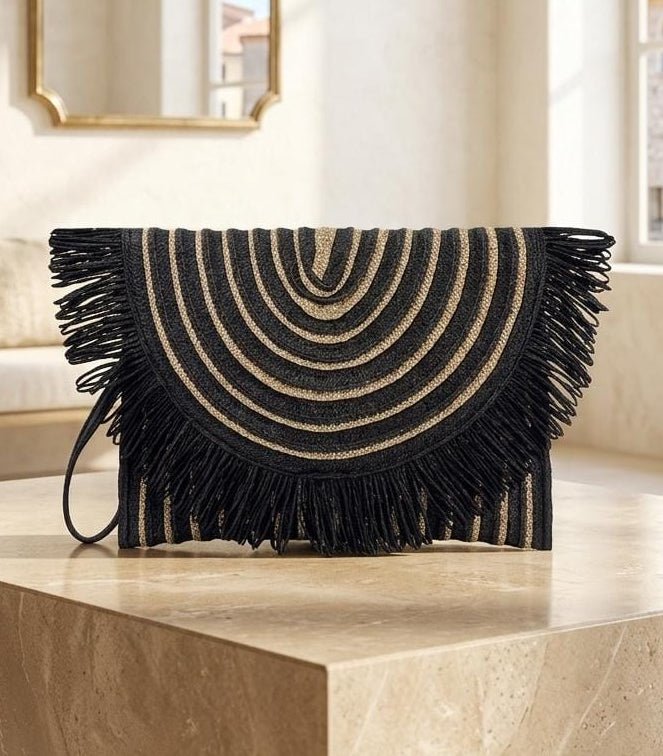 Pochette Marrakech Intrecciata - Nero e Oro - Prima Fila Moda Curvy