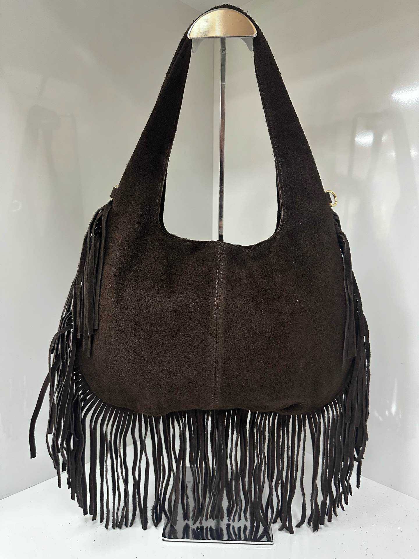 Borsa vera pelle con frange