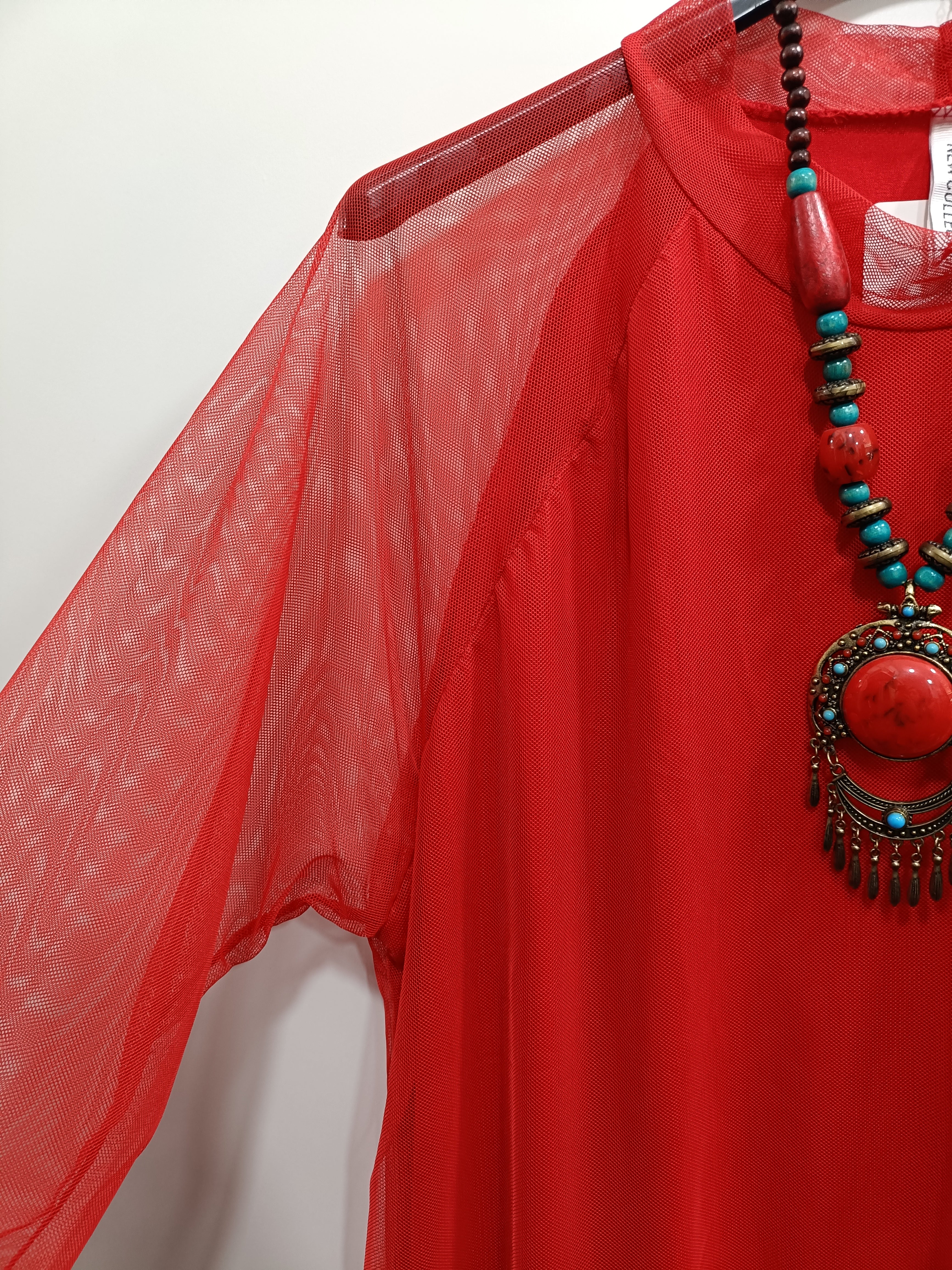 Maglia tulle vedo non vedo Red - taglia comoda