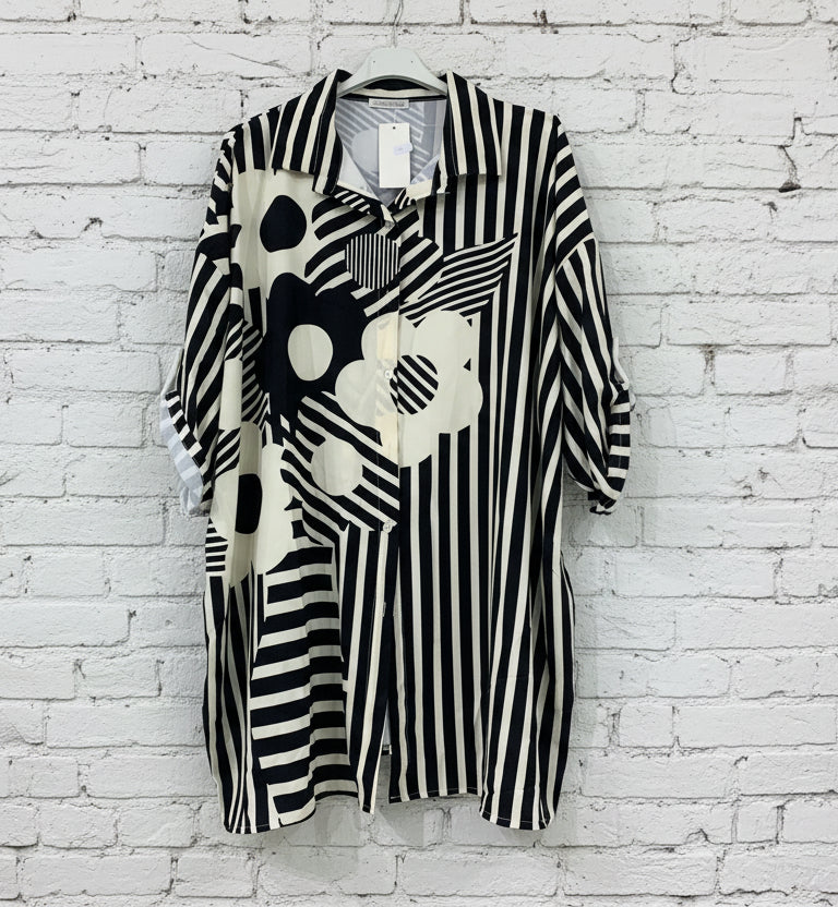 Maxi camicia stampe lunga curvy