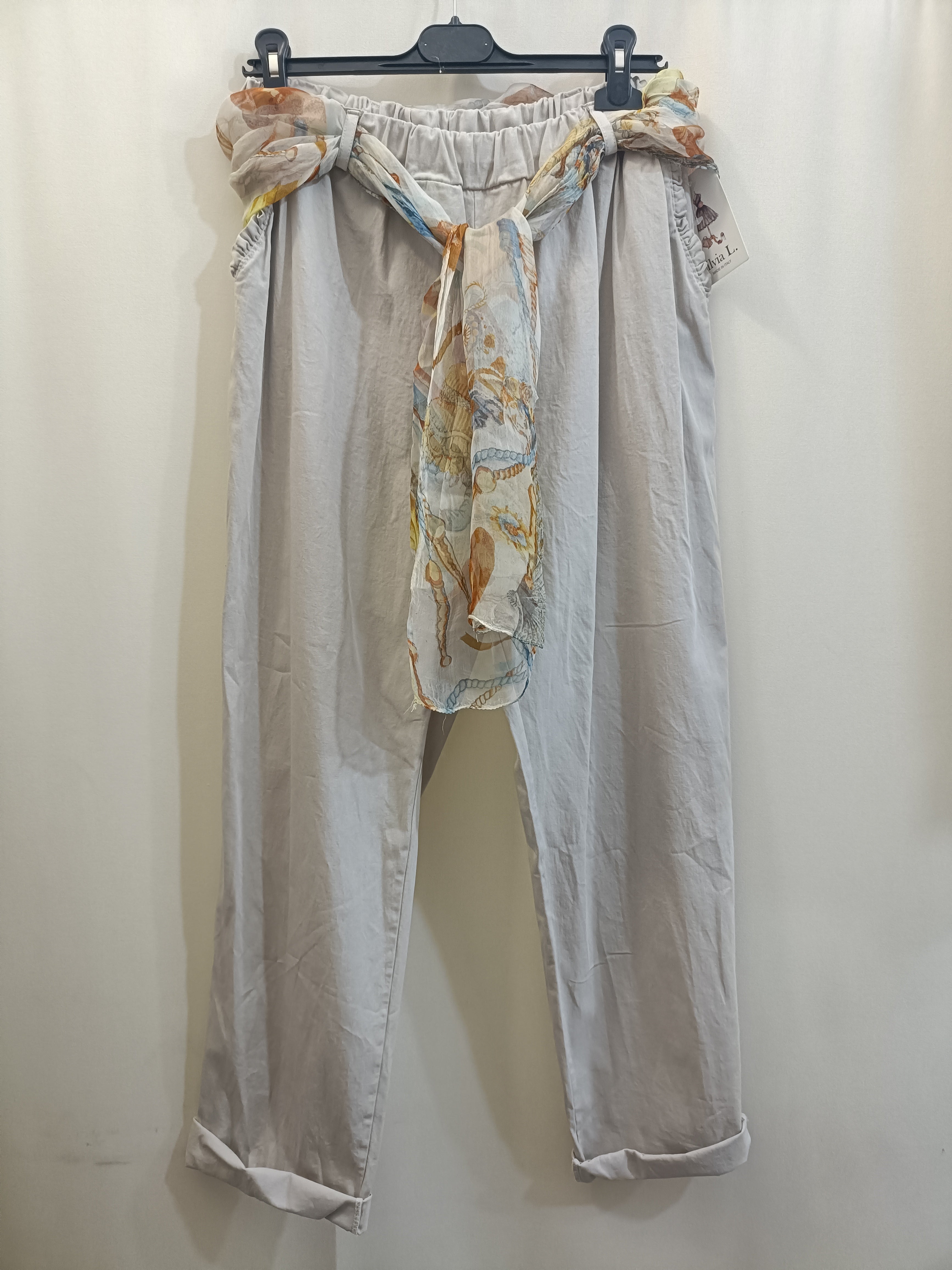 Pantalone in cotone leggero lungo con foulard taglia unica XL 4XL