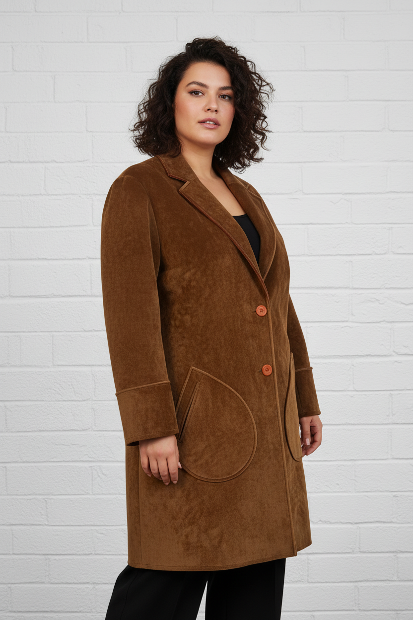 Cappotto donna lungo Scuba Over effetto camoscio - Outlet Alberto Cacciari