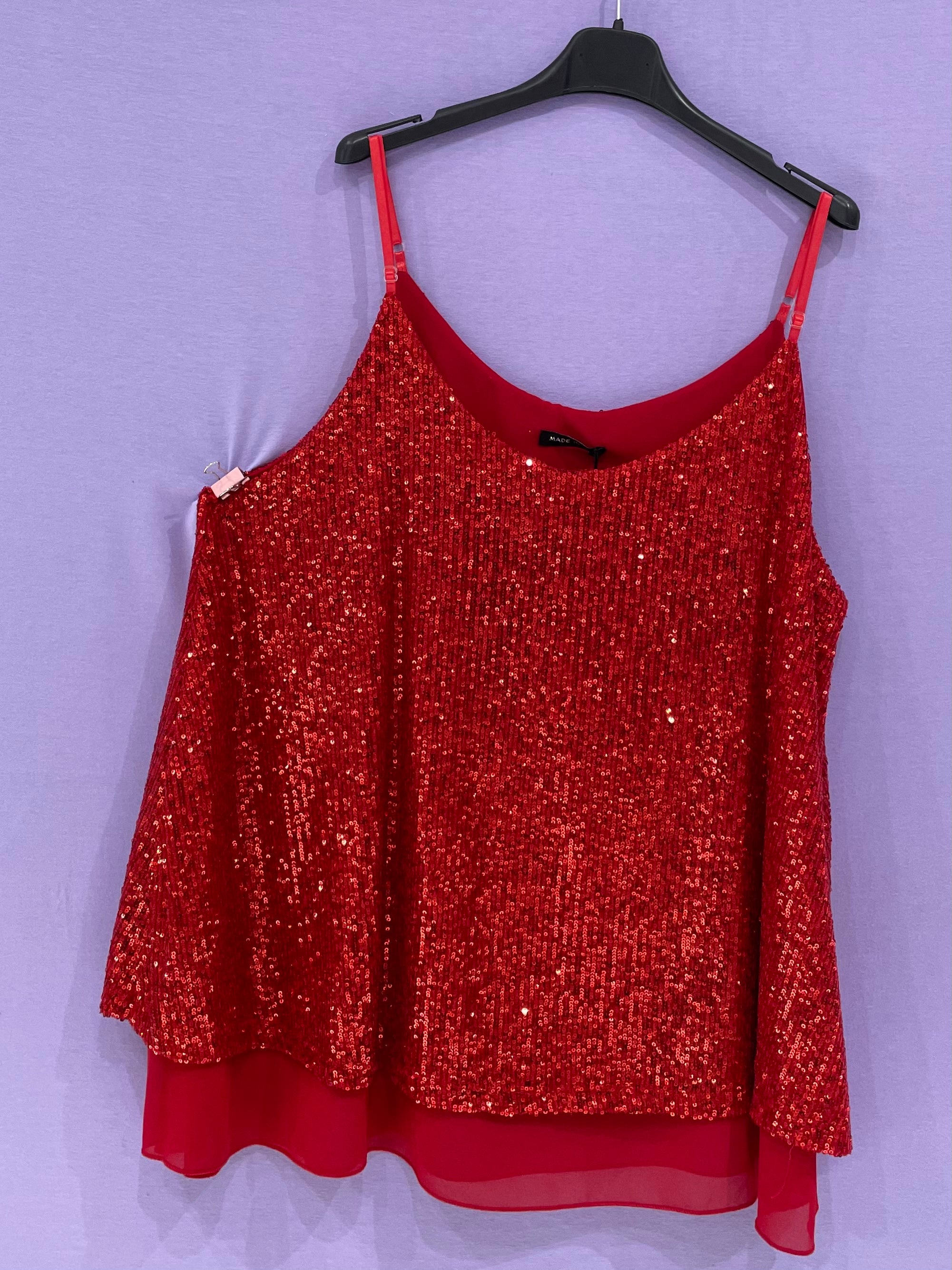 Top paillettes spallina sottile curvy