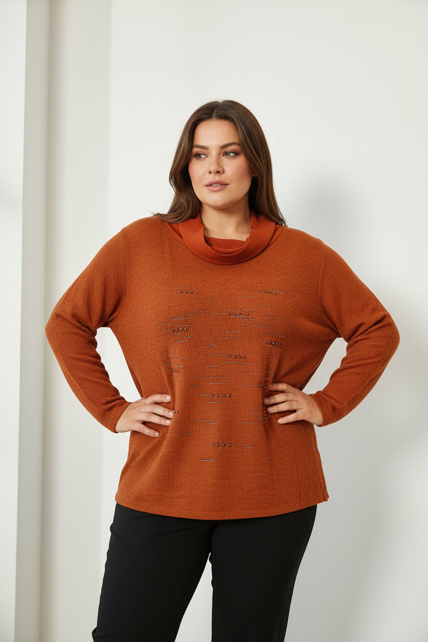 Maxi Maglia Exsy con applicazioni luminose curvy