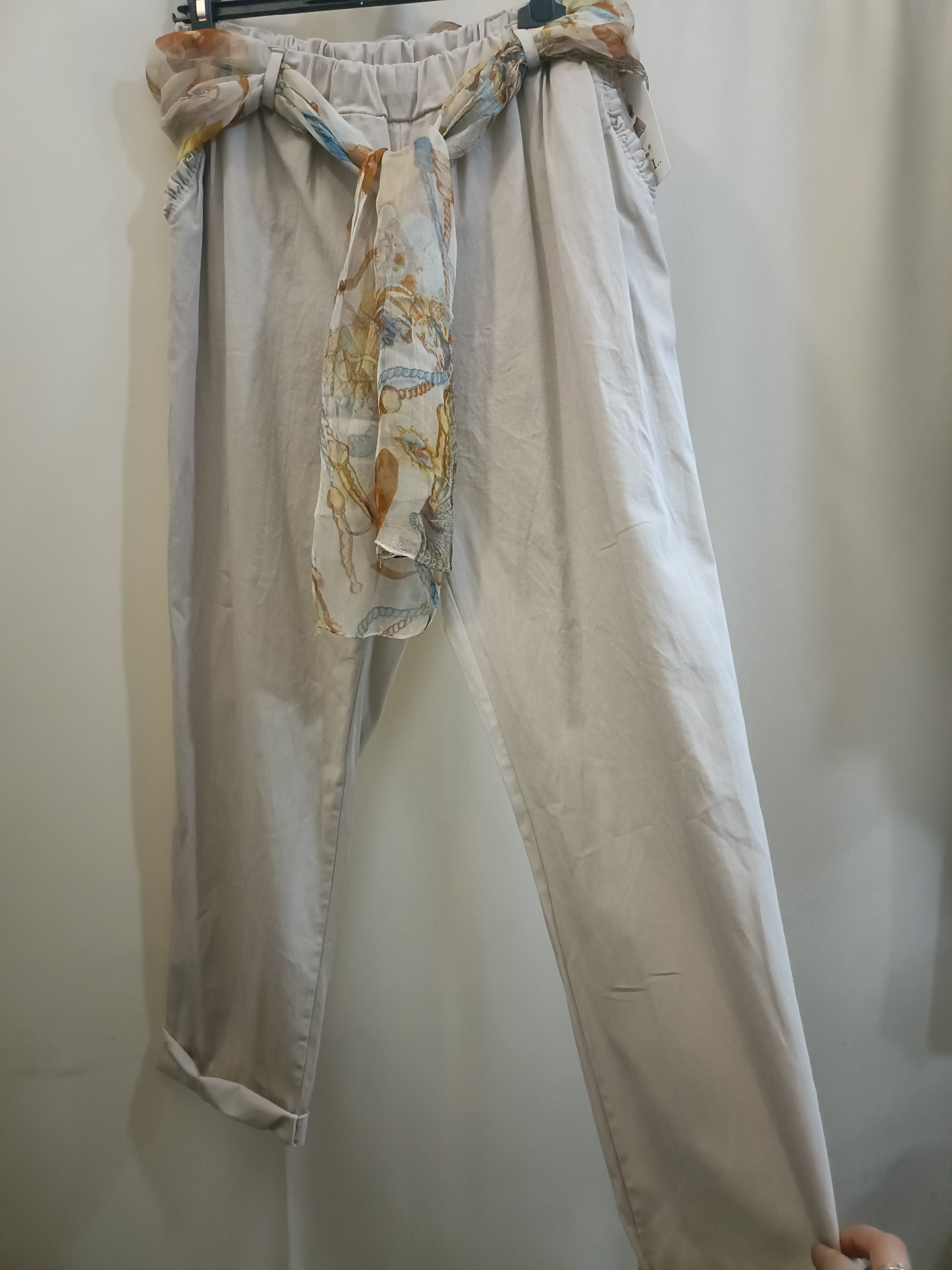 Pantalone in cotone leggero lungo con foulard taglia unica XL 4XL