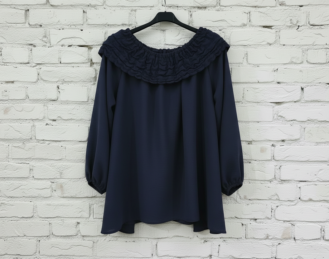 Maxi maglia collo frou frou curvy