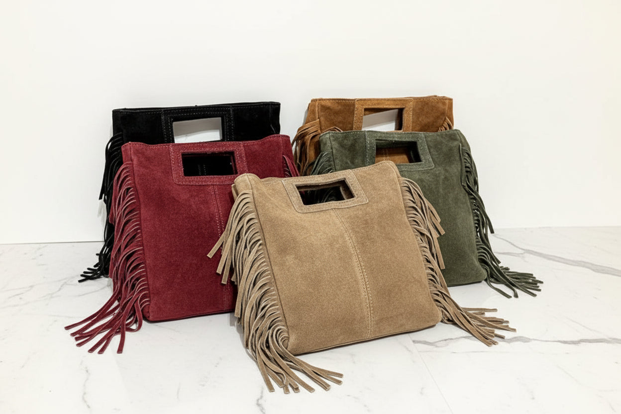 Borsa A Mano e Tracolla in vera pelle scamosciata