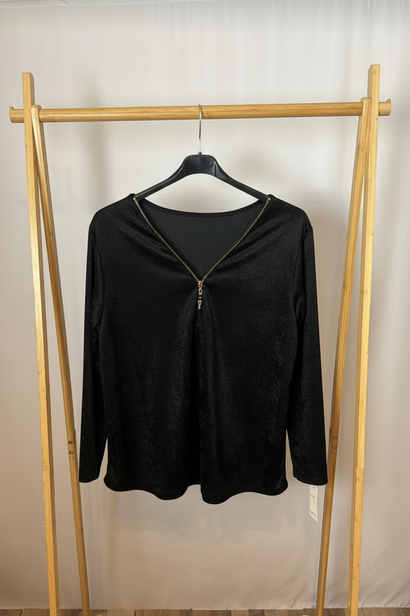 Maglia ciniglia con zip gioiello - taglie comode