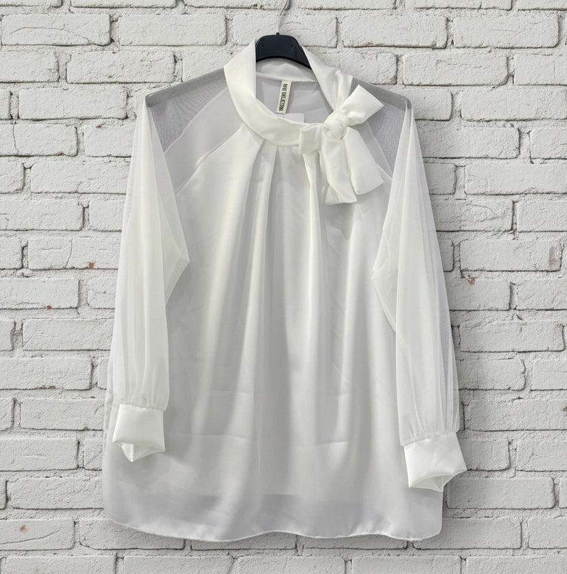 Blusa maniche tulle curvy