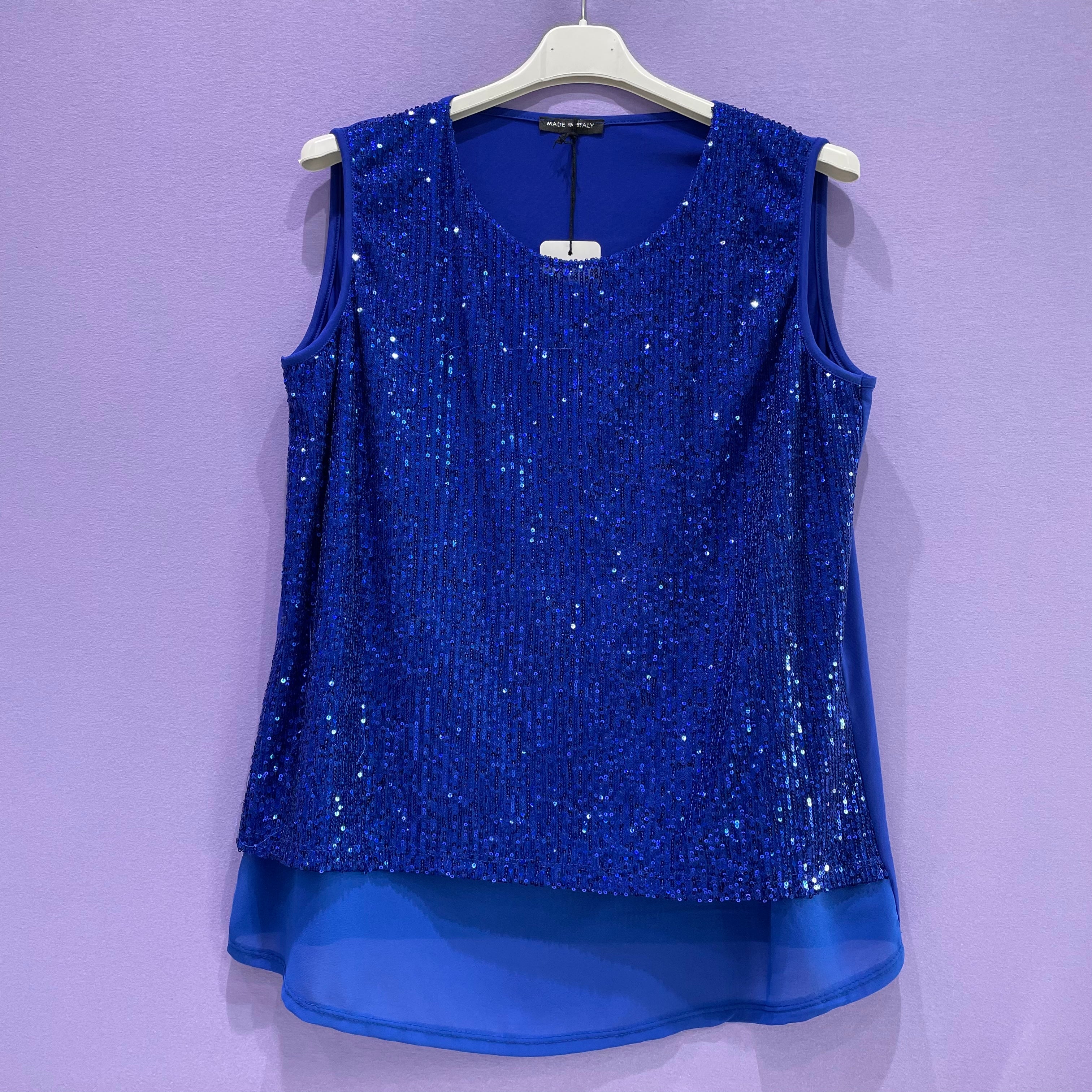 Top paillettes spallina larga