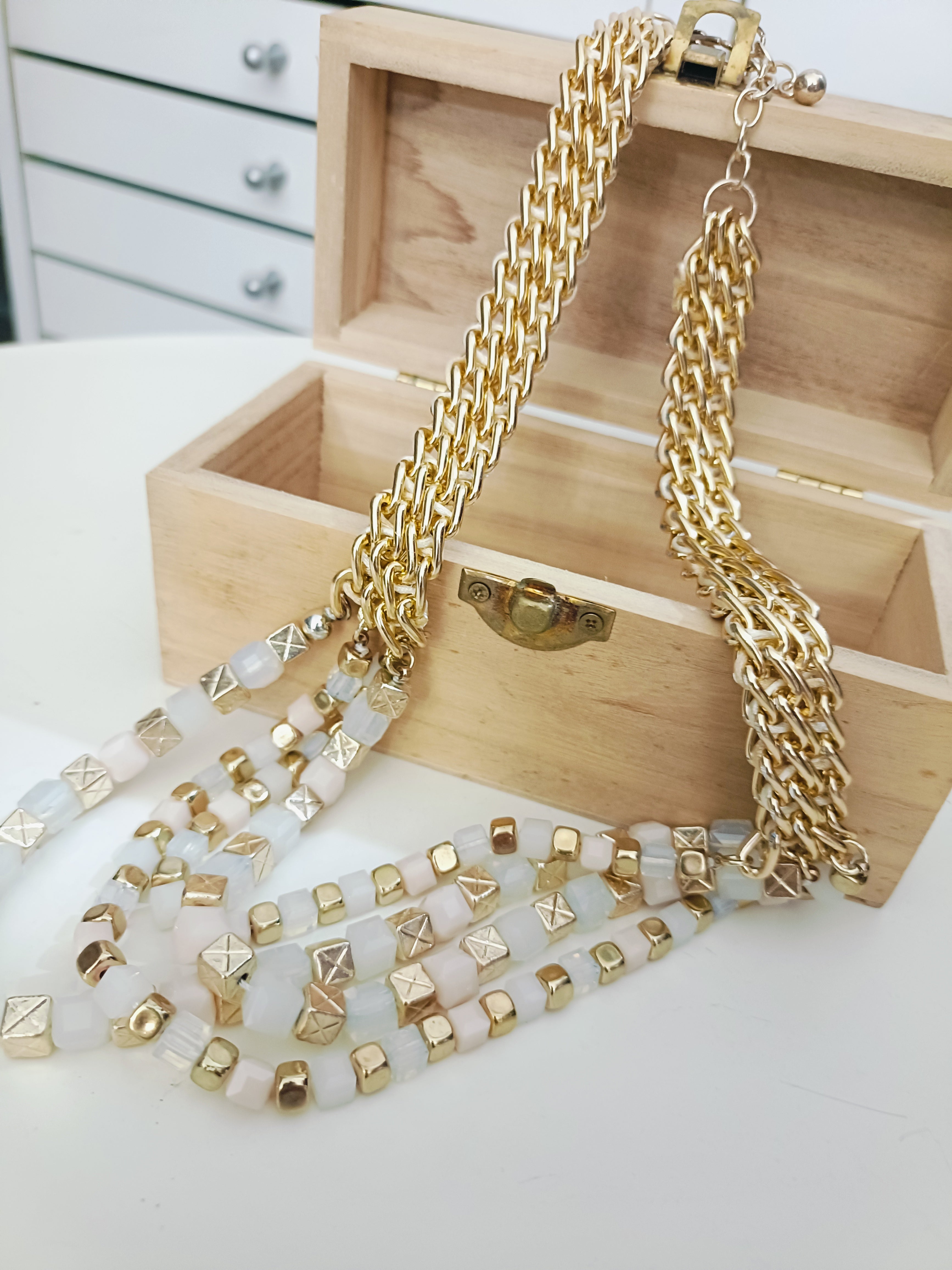 Collana Cristal oro e panna