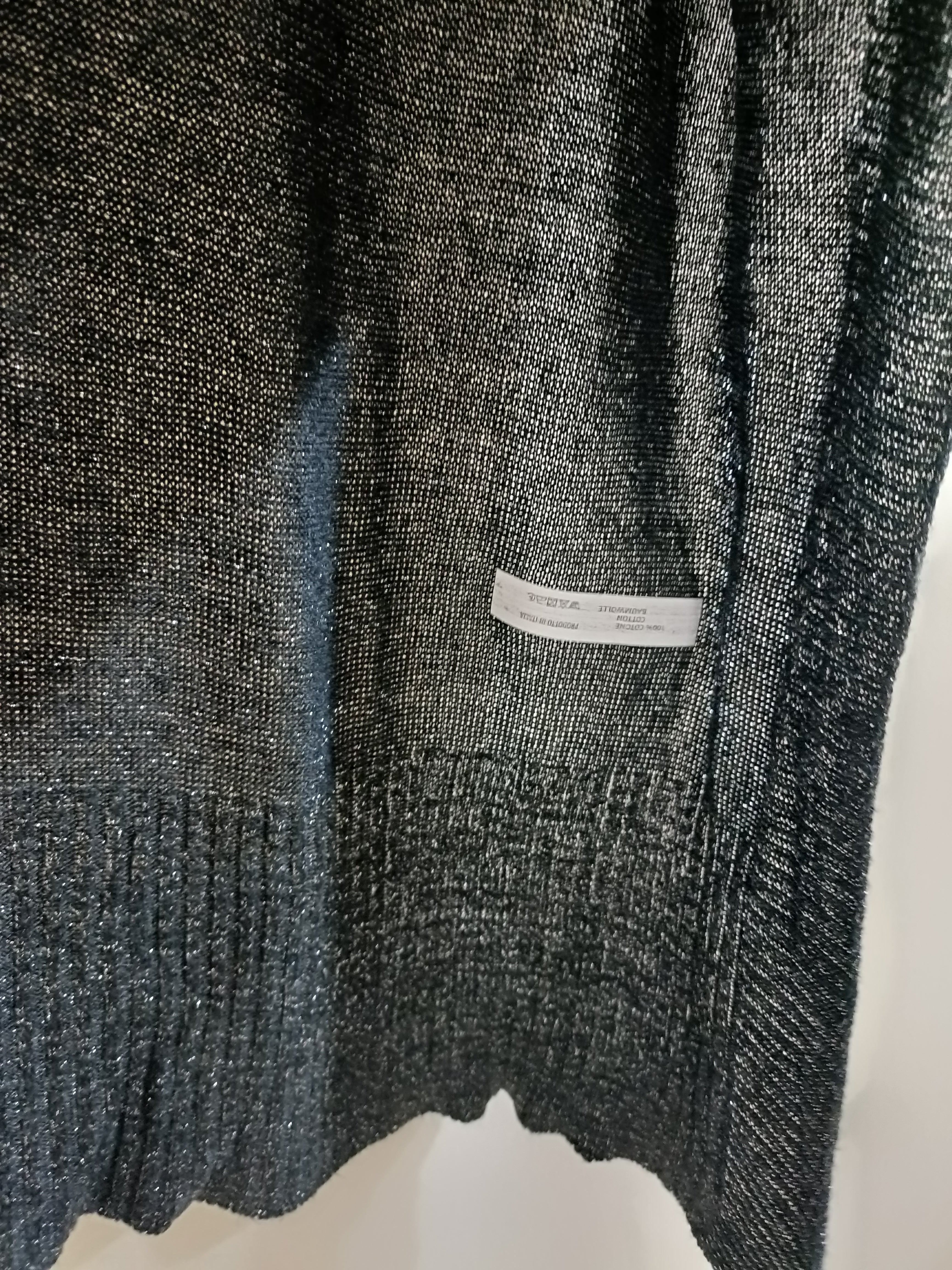Poncho nero lurex in cotone