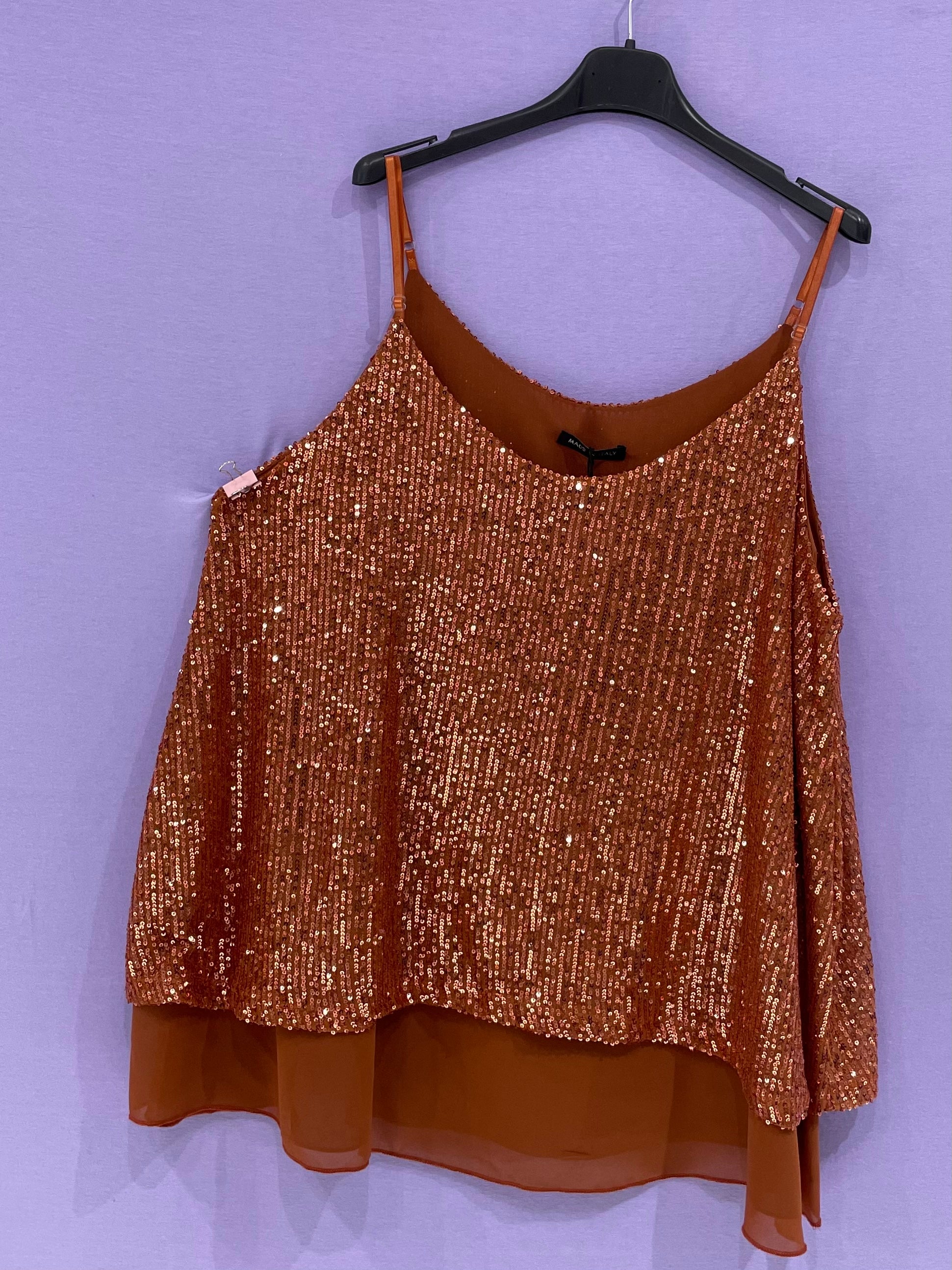 Top paillettes spallina sottile curvy