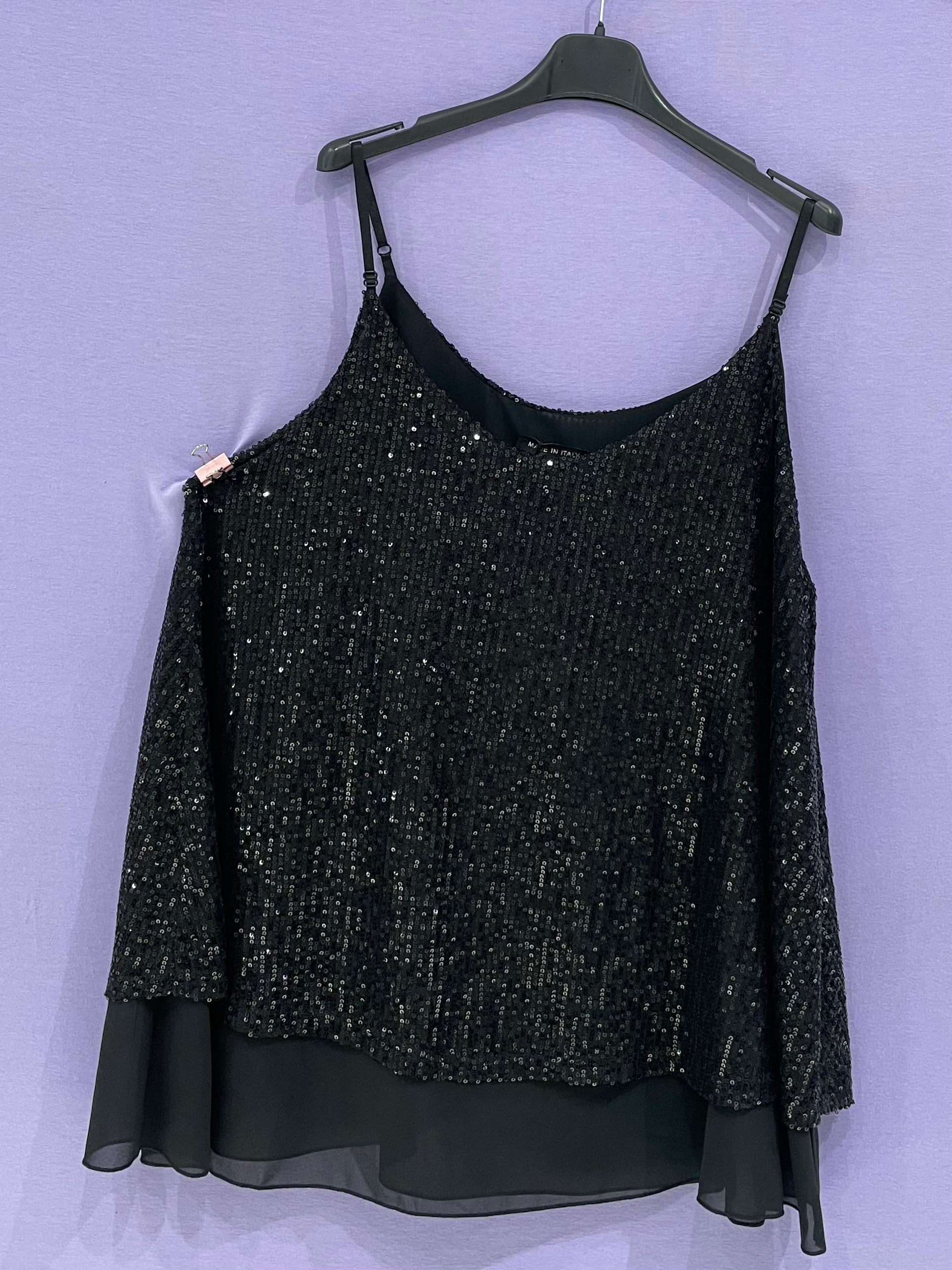 Top paillettes spallina sottile curvy
