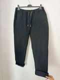 Pantalone Nero Morbido con Elastico e Laccio Lurex – Taglie Comode 54/56