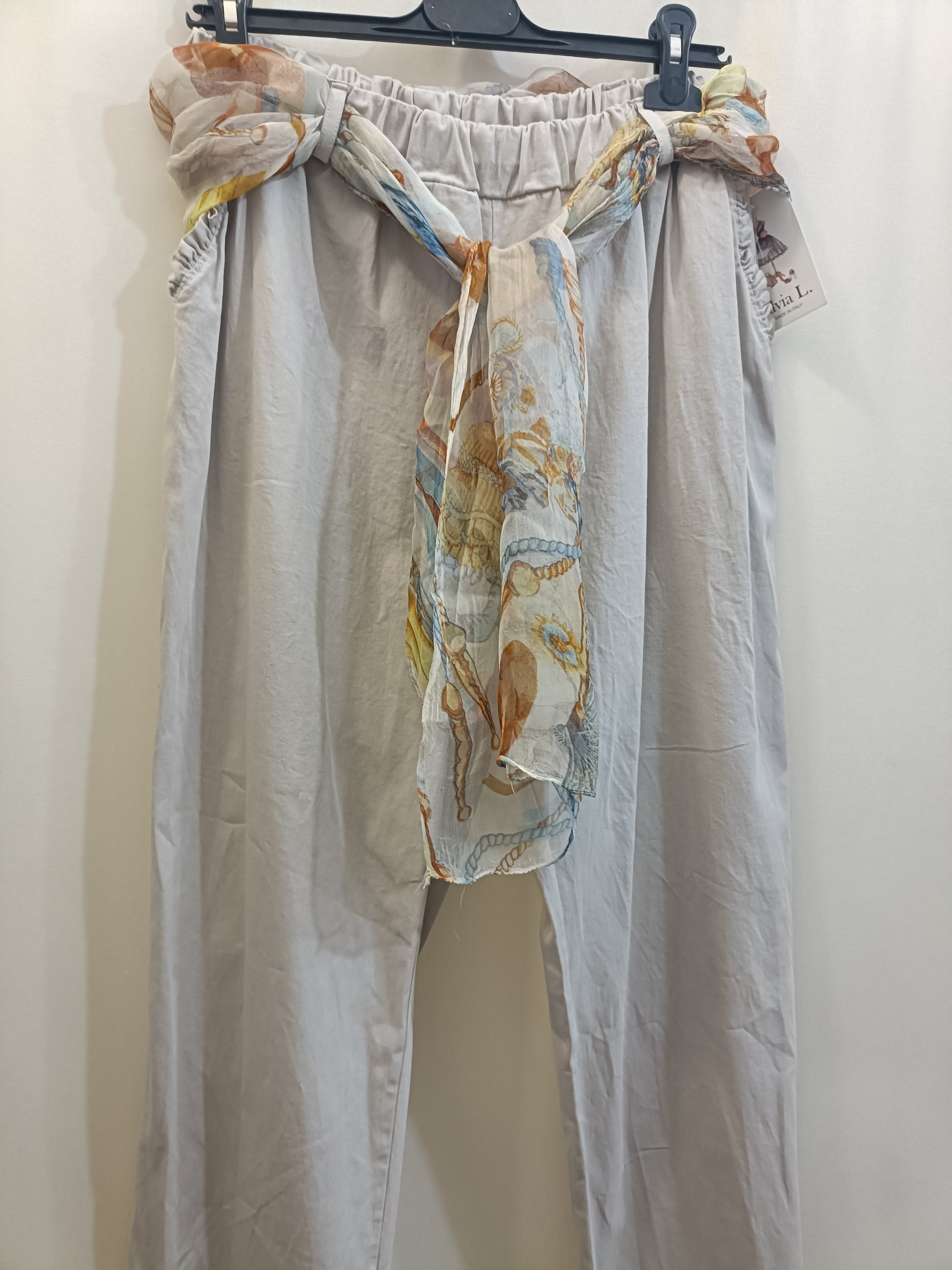 Pantalone in cotone leggero lungo con foulard taglia unica XL 4XL