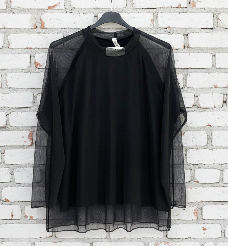 Maxi maglia doppio pannello tulle curvy