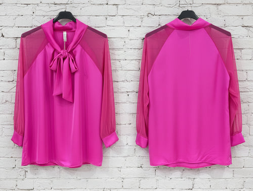 Blusa maniche tulle curvy