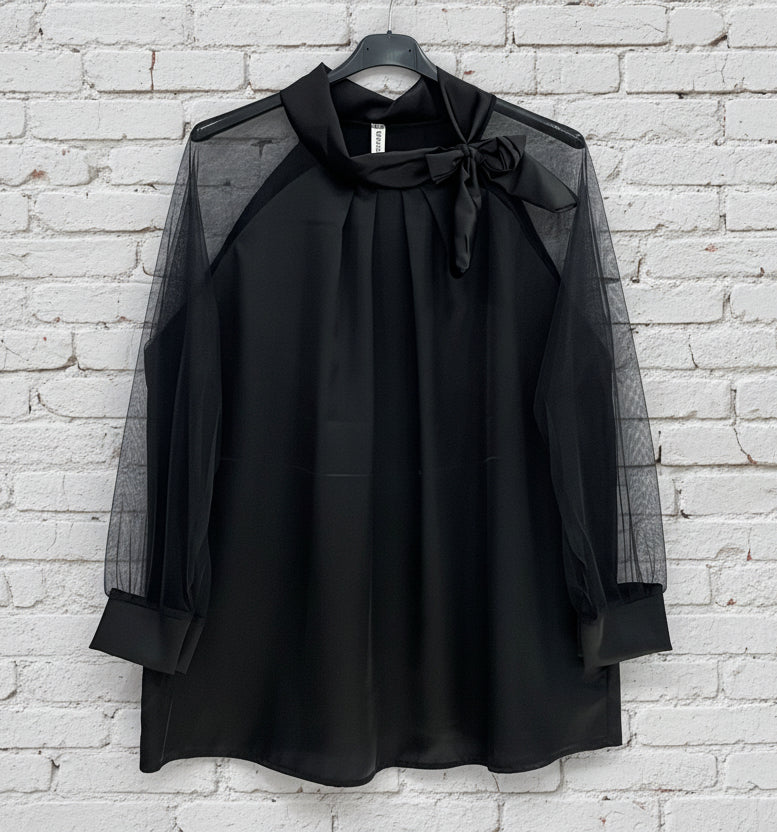 Blusa maniche tulle curvy