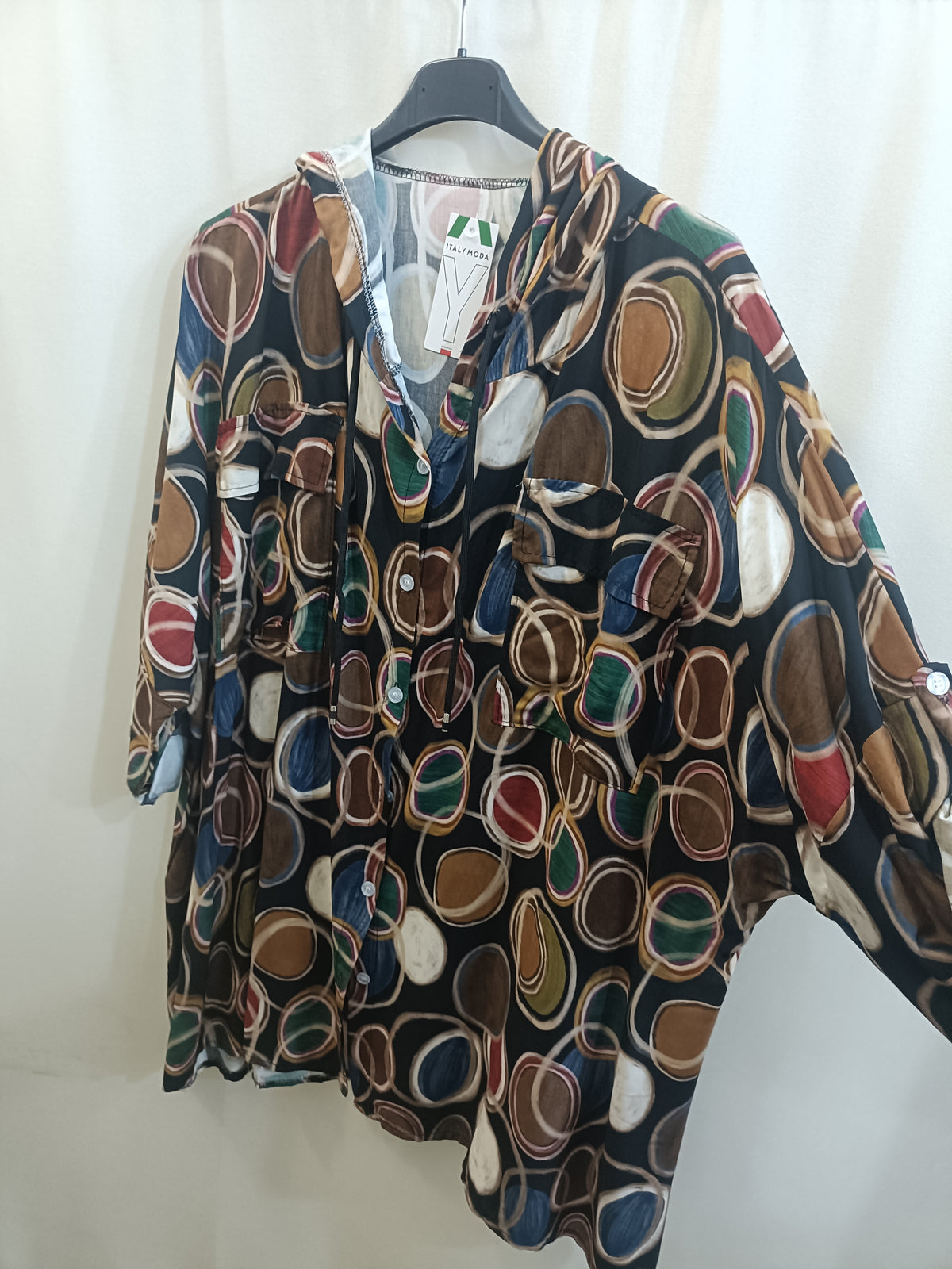 Camicia spolverino fantasia - taglie comode viscosa