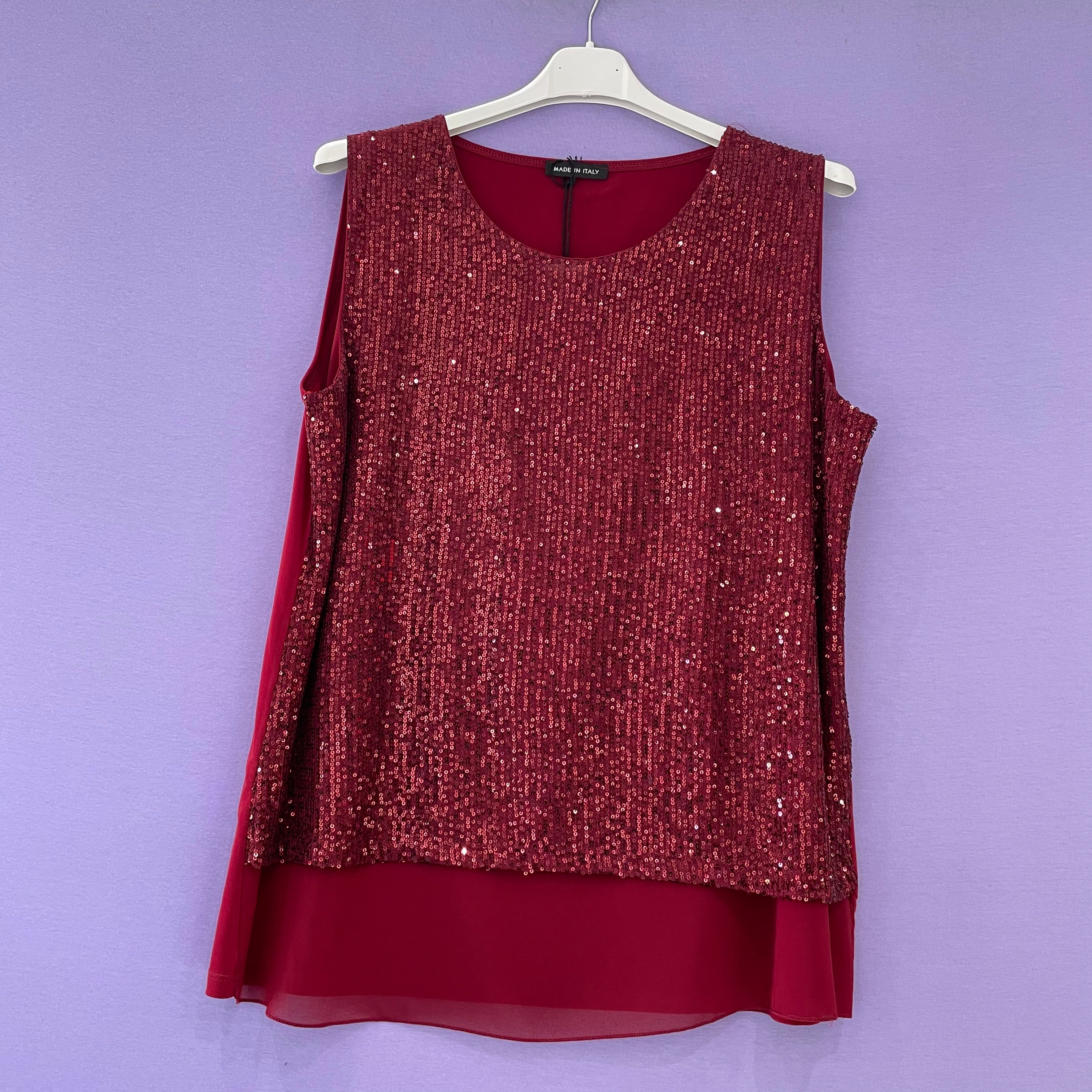 Top paillettes spallina larga