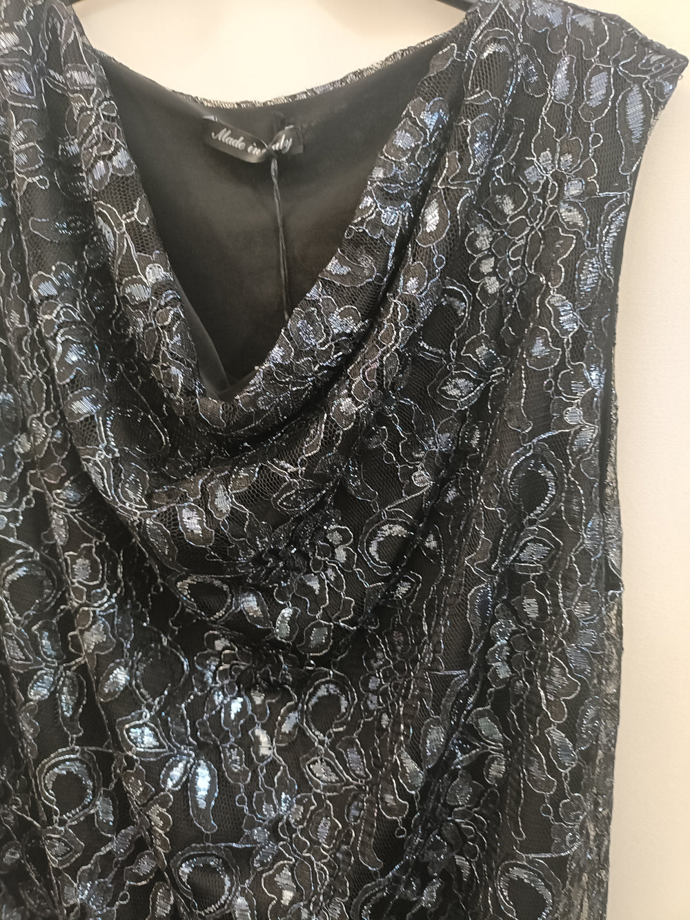 Sotto giacca top merletto blu argento