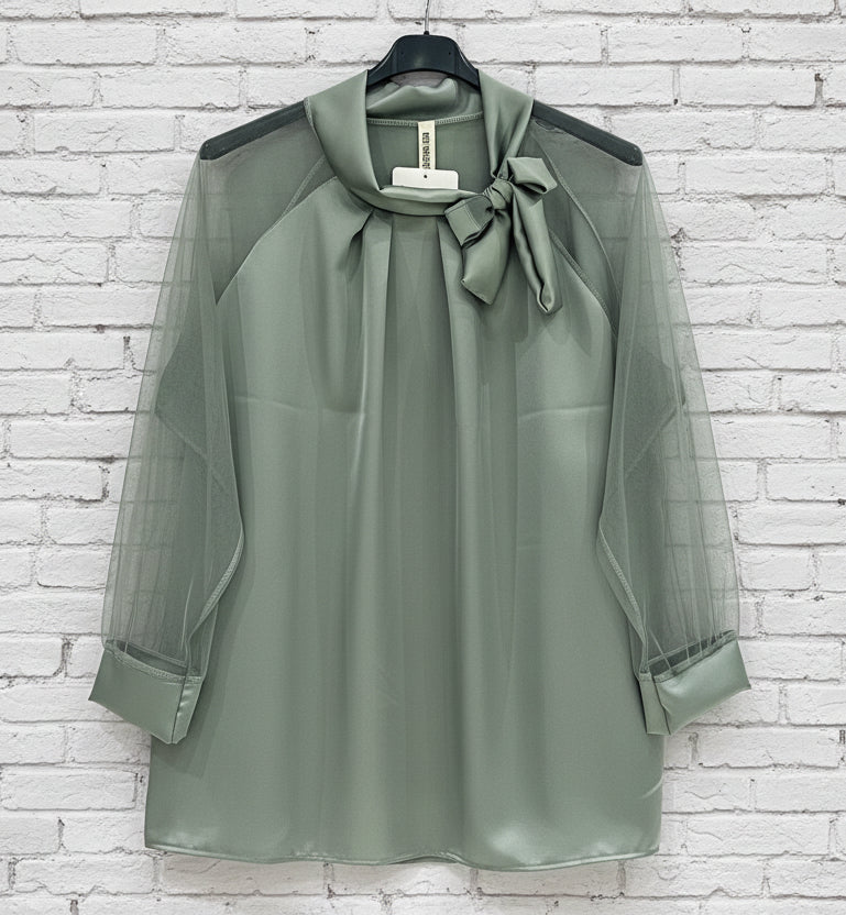 Blusa maniche tulle curvy