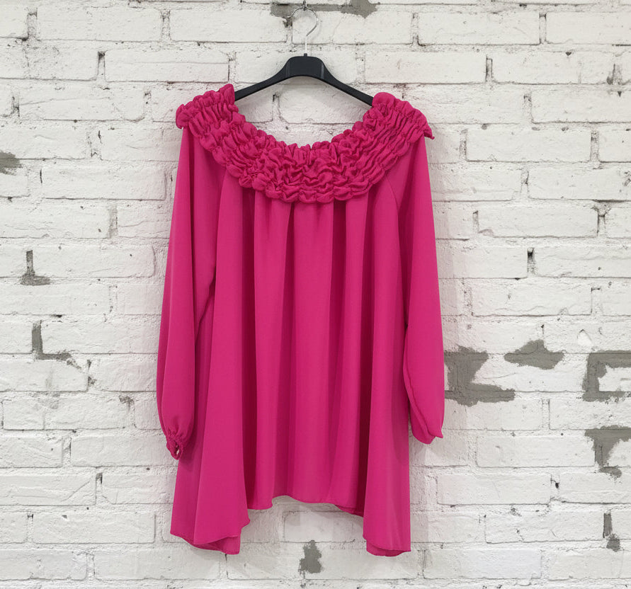 Maxi maglia collo frou frou curvy