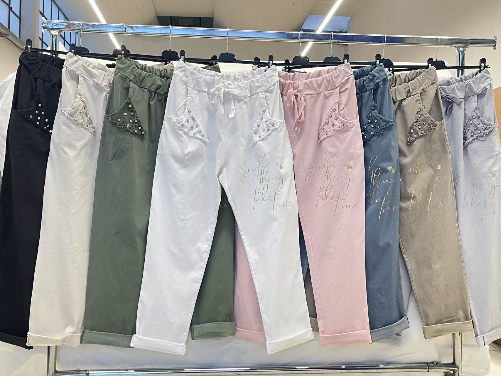 Pantalone applicazioni gioiello curvy
