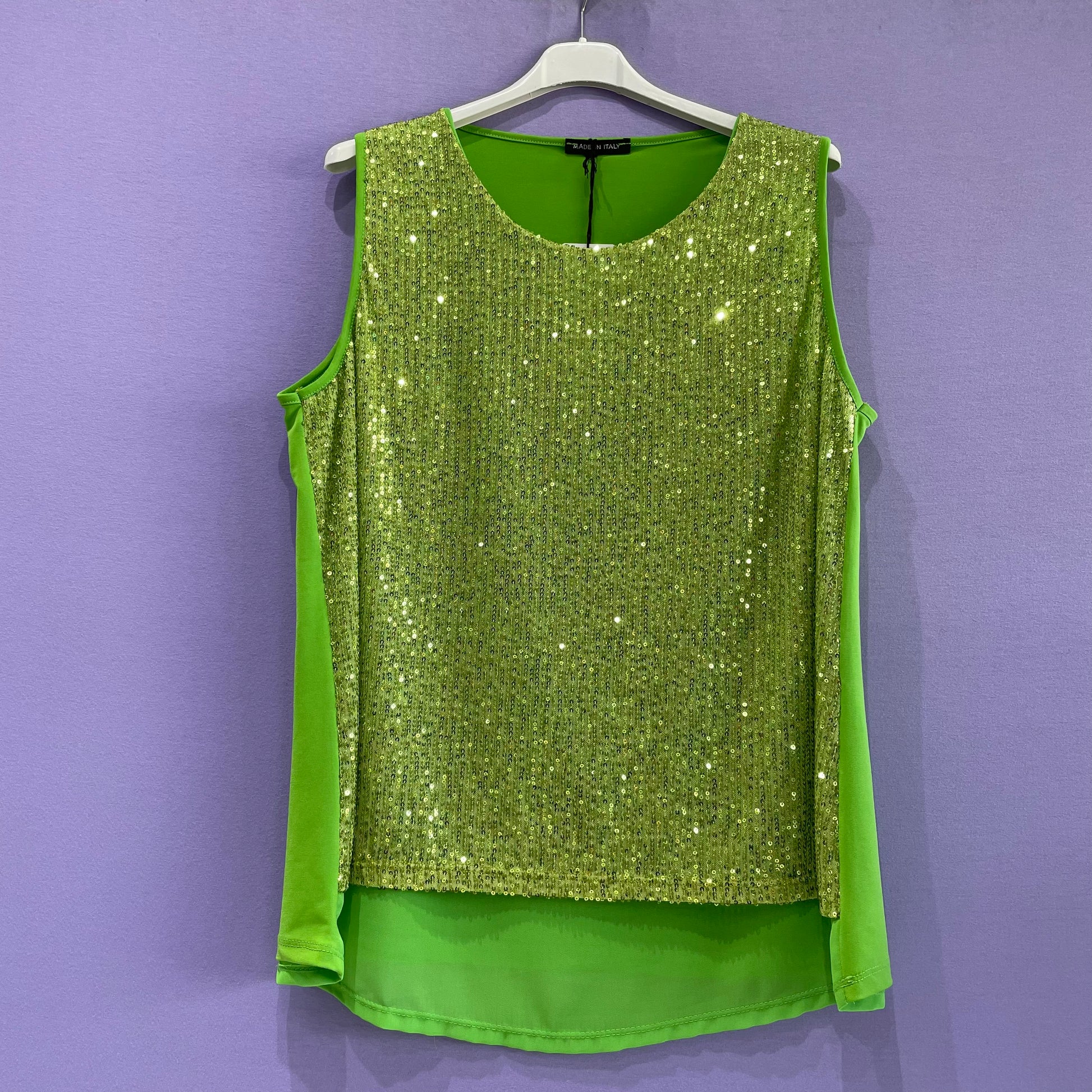Top paillettes spallina larga