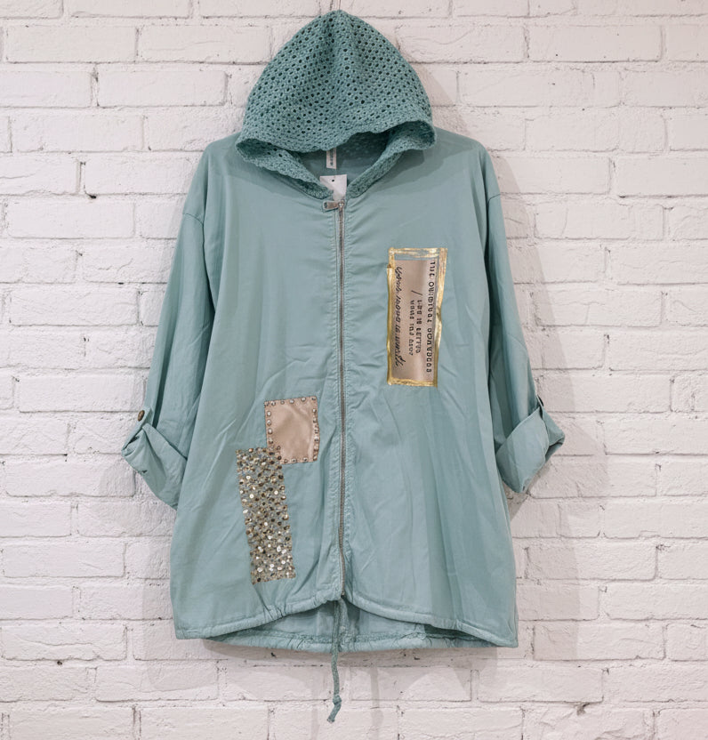 Maxi felpa cappuccio stampe curvy