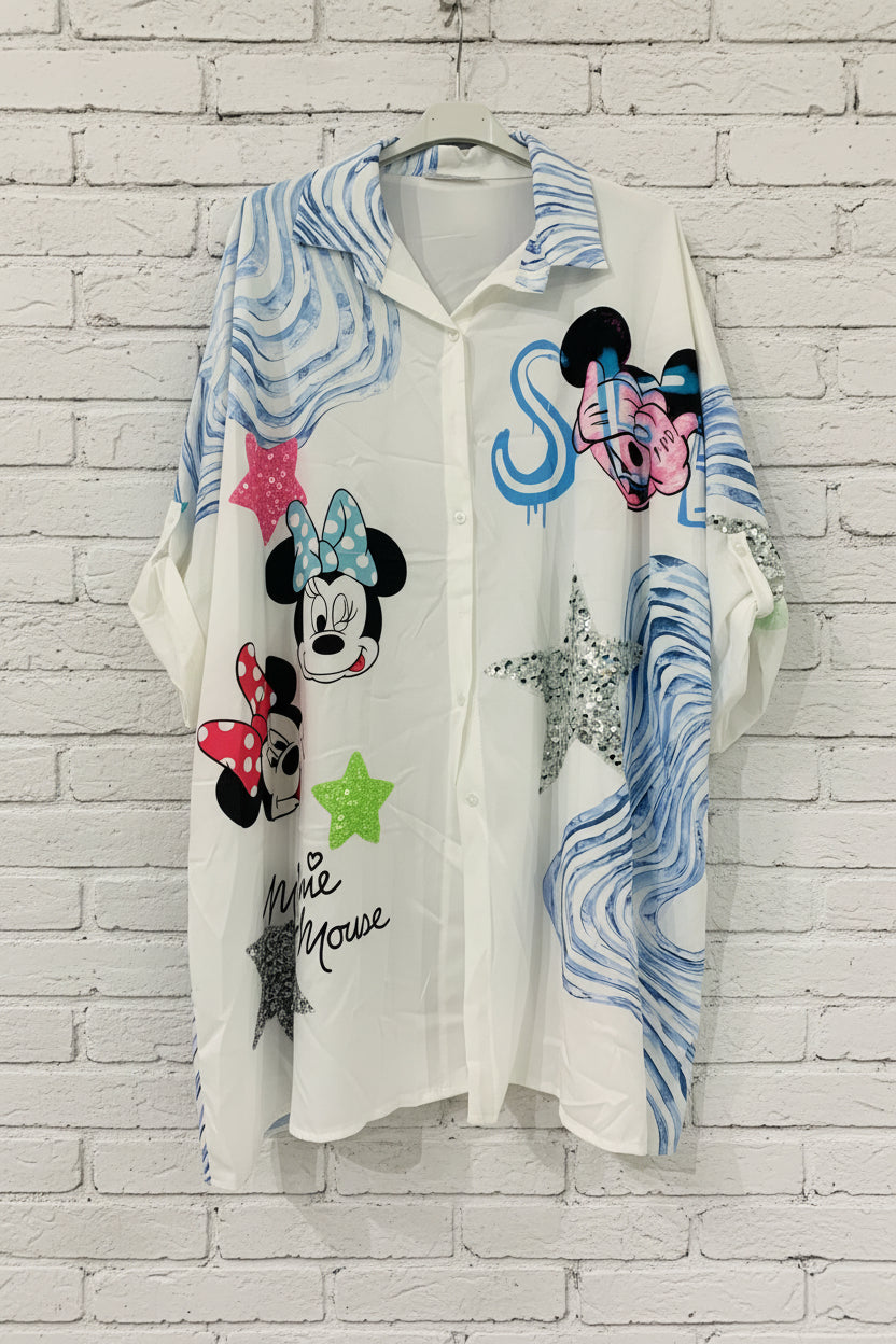 Maxi camicia stampe lunga curvy