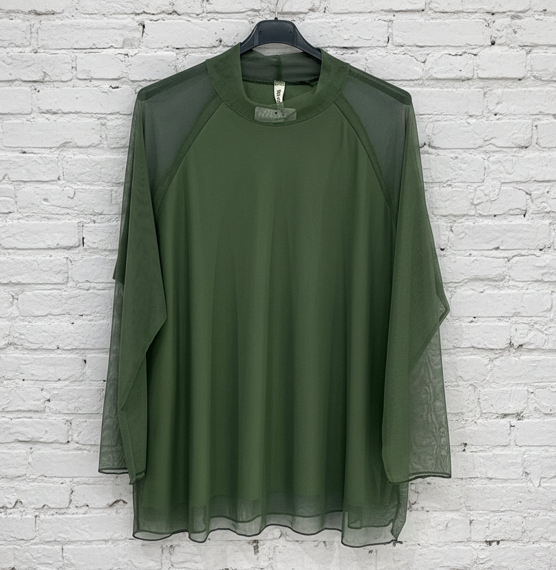 Maxi maglia doppio pannello tulle curvy